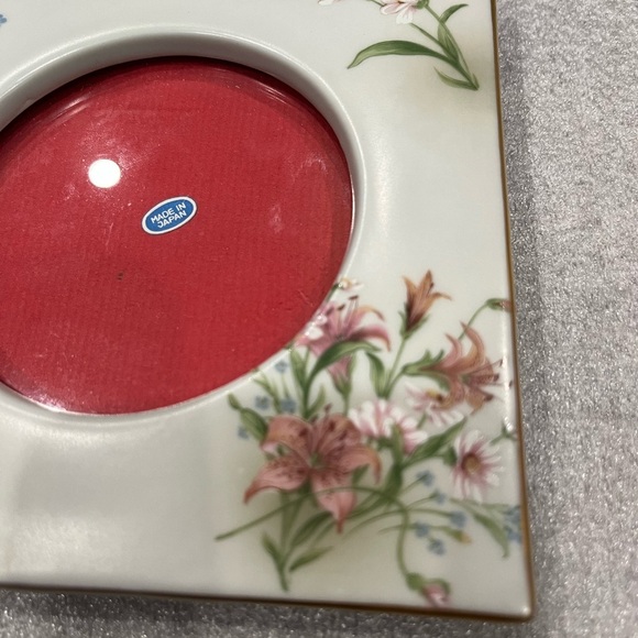 VTG Floral 5” Square Ceramic Picture Frame Japan - Picture 2 of 5
